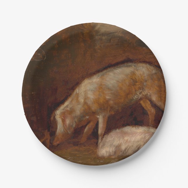 Schweine in einem Stall (Tierart) Pappteller (Vorderseite)