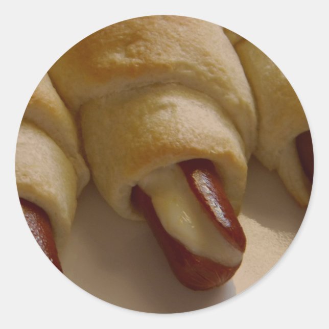 Schweine in einer Decke mit Käse Runder Aufkleber (Vorderseite)