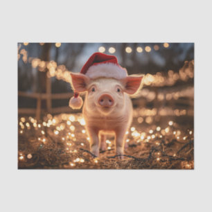 Schweine in einer Weihnachtsmannmütze Seidenpapier