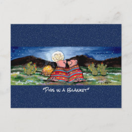 Schweine in einer weißen Wasserfarbenkarte Postkarte