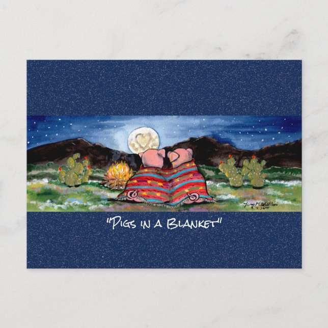 Schweine in einer weißen Wasserfarbenkarte Postkarte (Vorderseite)