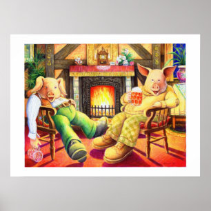 Schweine in Klee Poster