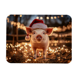 Schweine in Weihnachtsmannmütze flexibel Magnet