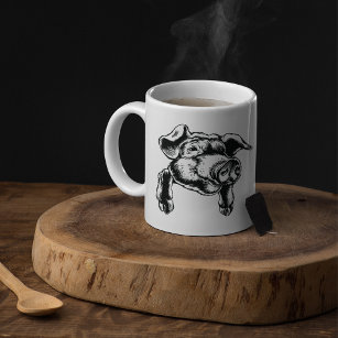 Schweine Kopf Illustration Kaffeepause Tasse