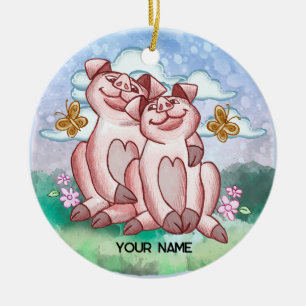 Schweine Liebhaber Keramik Ornament