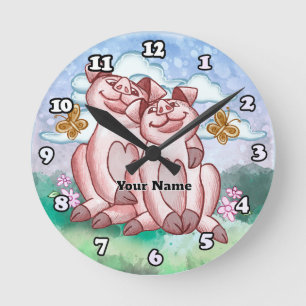 Schweine Liebhaber Runde Wanduhr
