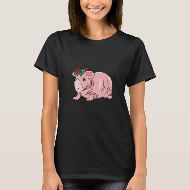 Schweine mit Blume Guinea Schweinefleisch T-Shirt (Vorderseite)