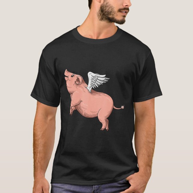 Schweine mit Flügeln Fliegenschweinliebhaber T-Shirt (Vorderseite)