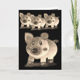 Schweine mit Grußkarten Karte