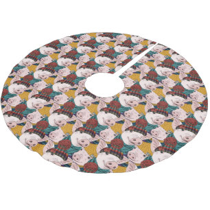 Schweine mit Hut-Muster Polyester Weihnachtsbaumdecke