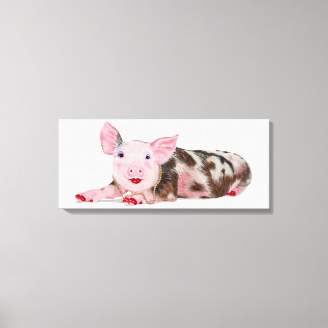 Schweine mit Lipstick Druck auf Leinwand (Vorderseite)