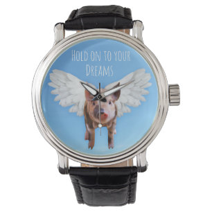 Schweine mögen Fly Funny Quirky fliegen Armbanduhr