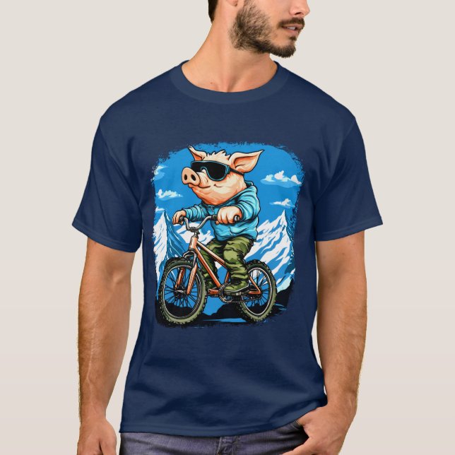 Schweine Mountainbiker/Bike-Ferkel T - Shirt (Vorderseite)