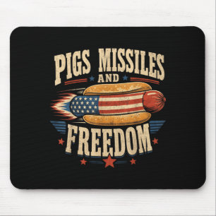 Schweine-Raketen und Freiheit 4. Juli patriotisch Mousepad