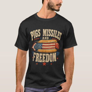 Schweine-Raketen und Freiheit 4. Juli patriotisch T-Shirt