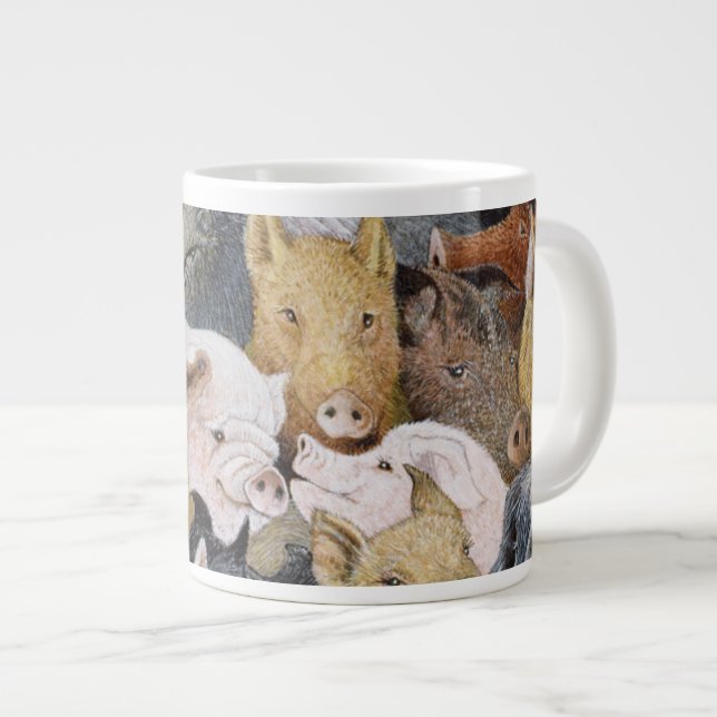 Schweine reichlich Jumbo-Tasse (Vorderseite Rechts)