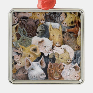 Schweine reichlich silbernes ornament