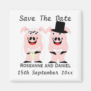 Schweine Save the Date Hochzeitsankündigung Magnet