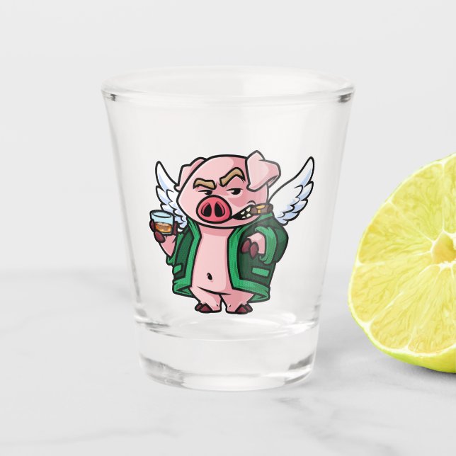 Schweine-Schuss-Glas Schnapsglas (Vorderseite)