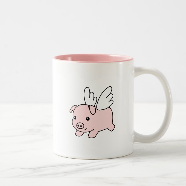Schweine - Schwein mit Flügeln Zweifarbige Tasse (Rechts)