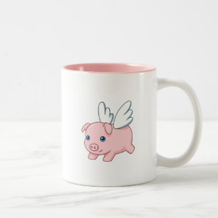 Schweine - Schwein mit Flügeln Zweifarbige Tasse