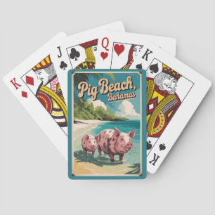 Schweine Strand Bahamas Reise Kunst Vintage Spielkarten