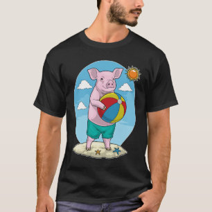 Schweine-Strand Wasserball Sommer T-Shirt