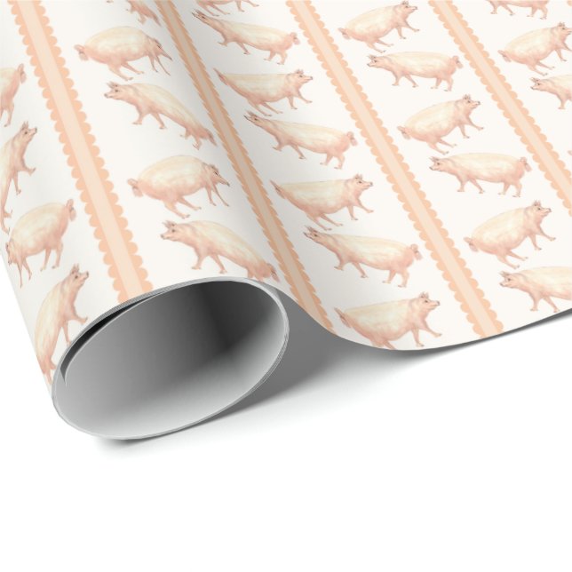 Schweine Streifen  Geschenkpapier (Rolleneckpunkt)