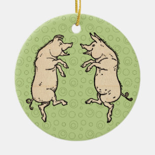 Schweine tanzen Antique Piggy Dance Jig Keramikornament