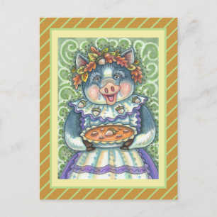 SCHWEINE UND ACORN PIE, ERNTEDANK MIT LIEBE FEIERTAGSPOSTKARTE