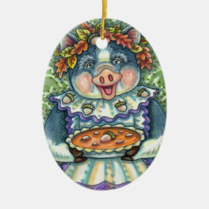 SCHWEINE UND ACORN PIE, ERNTEDANK MIT LIEBE KERAMIK ORNAMENT