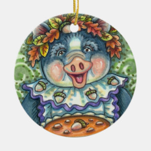 SCHWEINE UND ACORN PIE, ERNTEDANK MIT LIEBE KERAMIK ORNAMENT