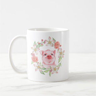 Schweine und Blume Kaffeetasse