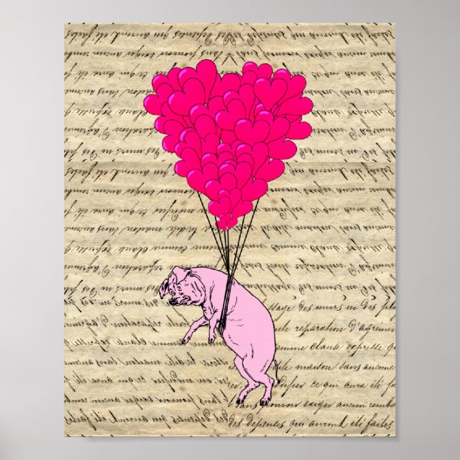 Schweine und Herzblasen Poster (Vorne)