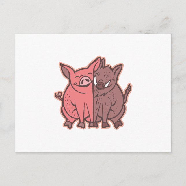 Schweine und Wildschweine Postkarte (Vorderseite)