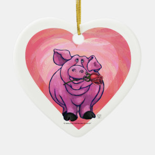 Schweine Valentinstag Keramik Ornament