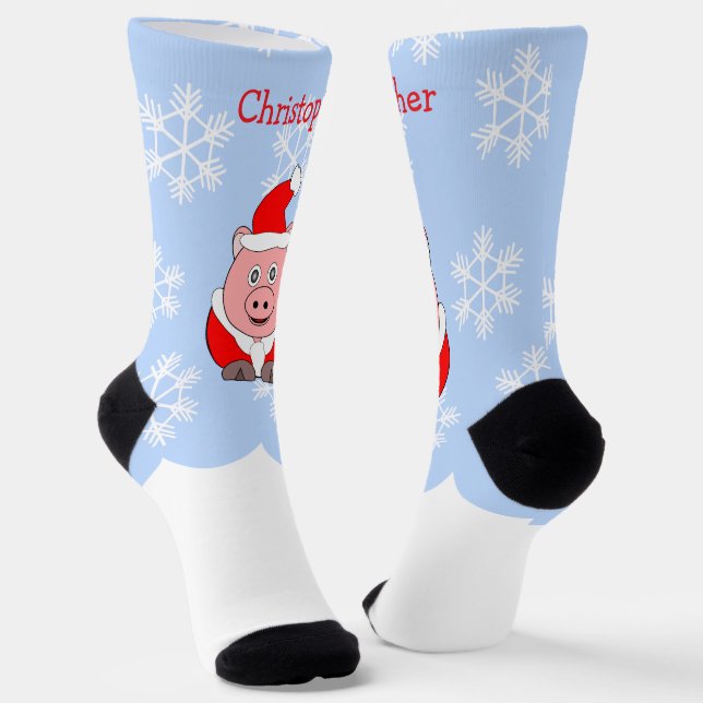 Schweine-Weihnachtsdesign Socken (Gewinkelt)