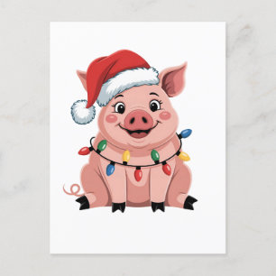 Schweine-Weihnachtsmann-Hut Xmas-Feiertag Schweinc Feiertagspostkarte