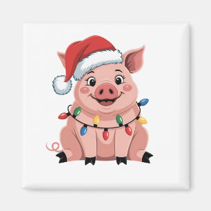 Schweine-Weihnachtsmann-Hut Xmas-Feiertag Schweinc Magnet