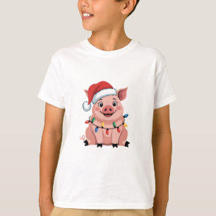 Schweine-Weihnachtsmann-Hut Xmas-Feiertag Xmas Pig T-Shirt