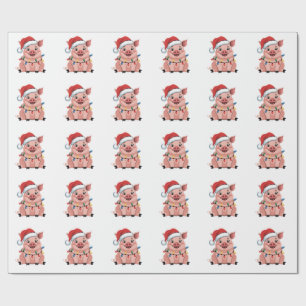 Schweine-Weihnachtsmann-Hut Xmas-Feiertag Xmas-Sch Geschenkpapier