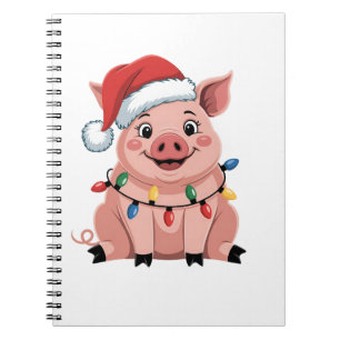 Schweine-Weihnachtsmann-Hut Xmas-Feiertag Xmas-Sch Notizblock