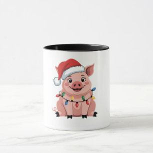 Schweine-Weihnachtsmann-Hut Xmas-Feiertag Xmas-Sch Tasse