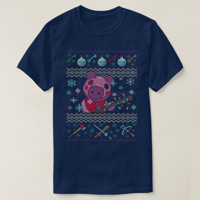 Schweine-Weihnachtspullover T-Shirt (Design vorne)