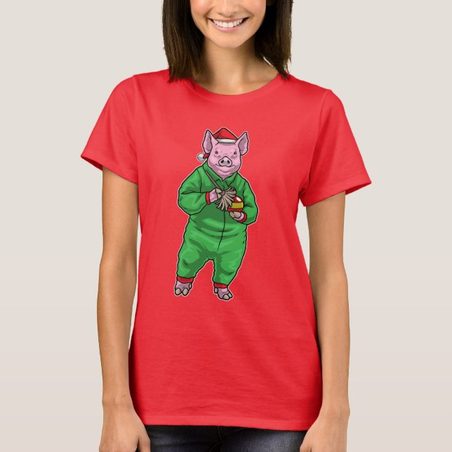 Schweine-Weihnachtsreiniger T-Shirt (Vorderseite)