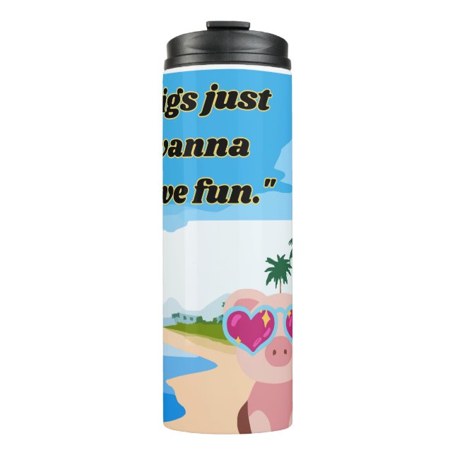 Schweine wollen Spaß haben Thermosbecher (Vorderseite)
