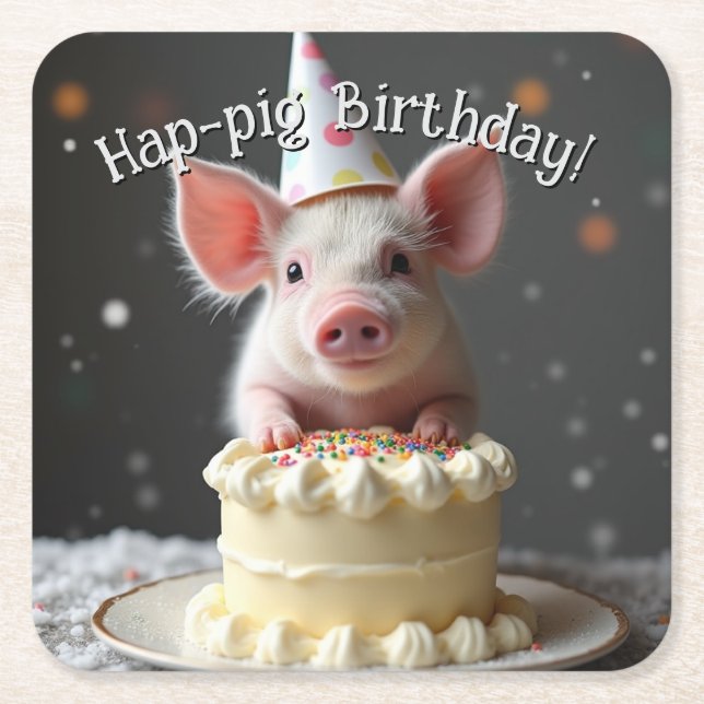 Schweine zum Geburtstag Rechteckiger Pappuntersetzer (Vorderseite)