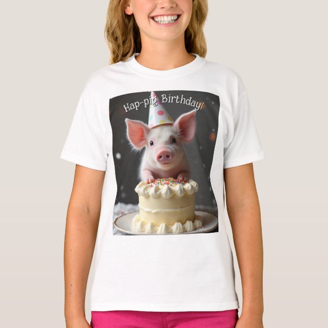 Schweine zum Geburtstag T-Shirt (Vorderseite)