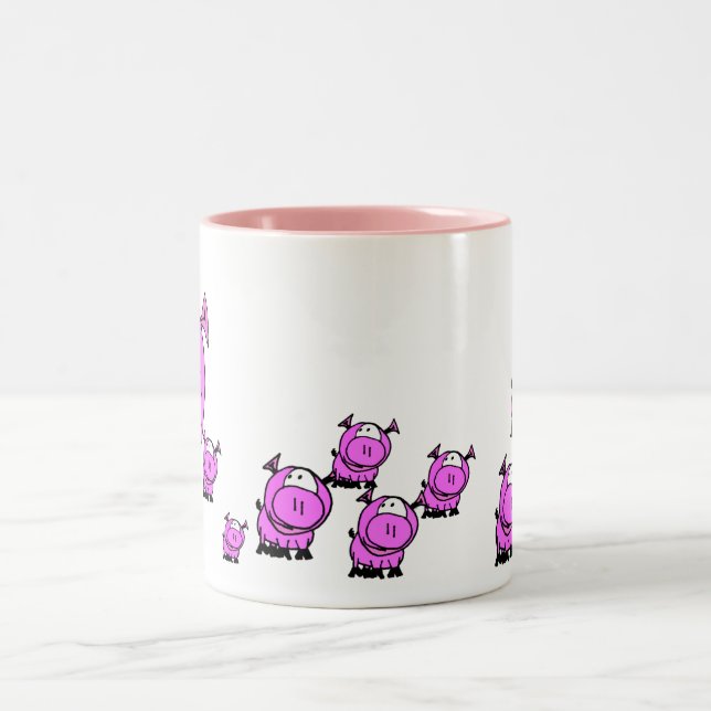 Schweine Zweifarbige Tasse (Mittel)