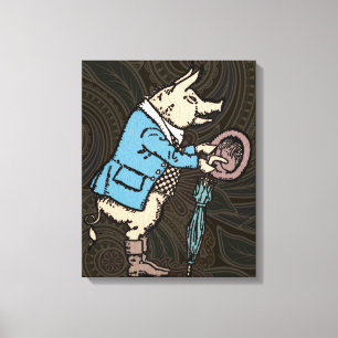 Schweinebacke Piggy Niedliche formale Antike Leinwanddruck